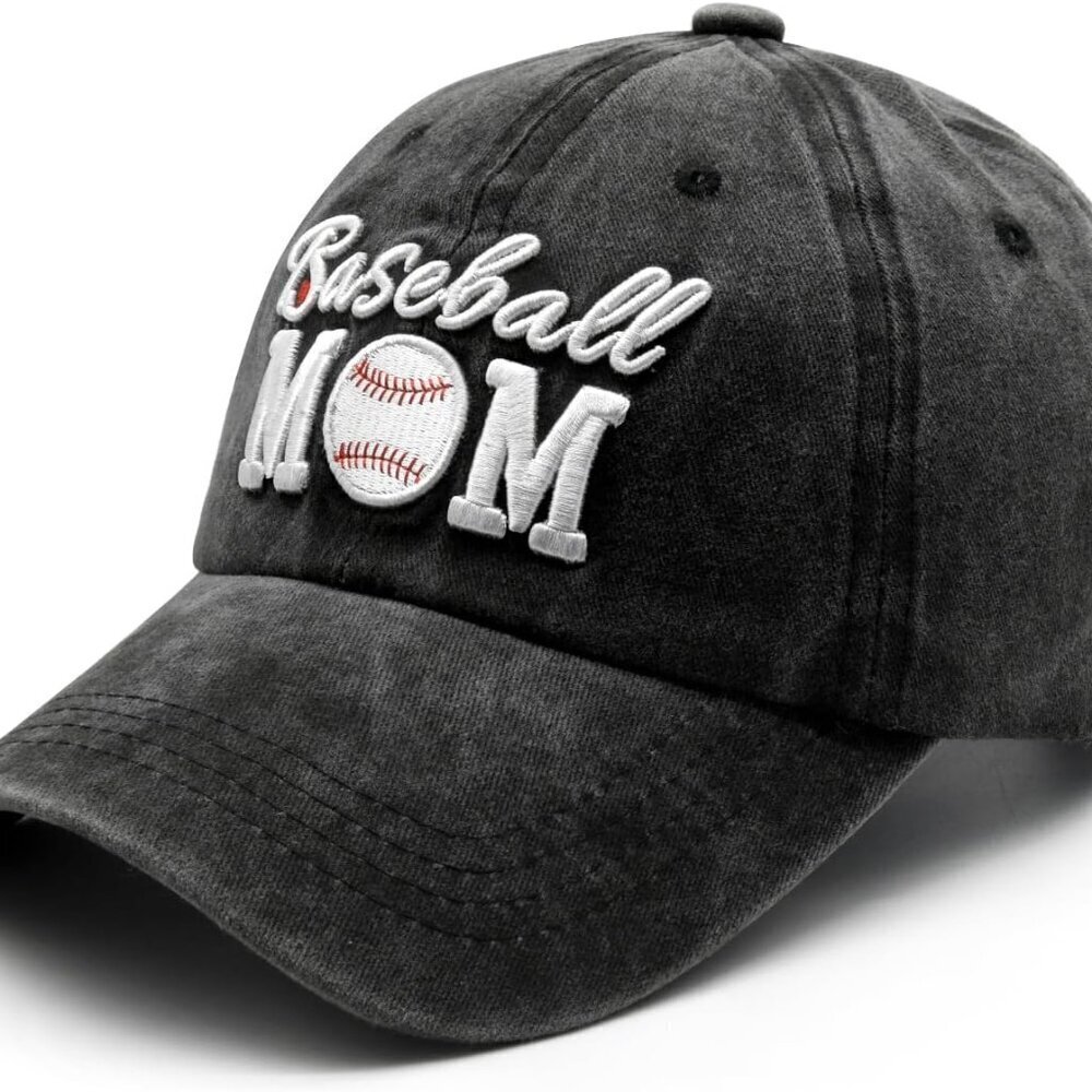 Baseball Mom Hat Cotton Adjustable Embroidered Softball Cap for Women